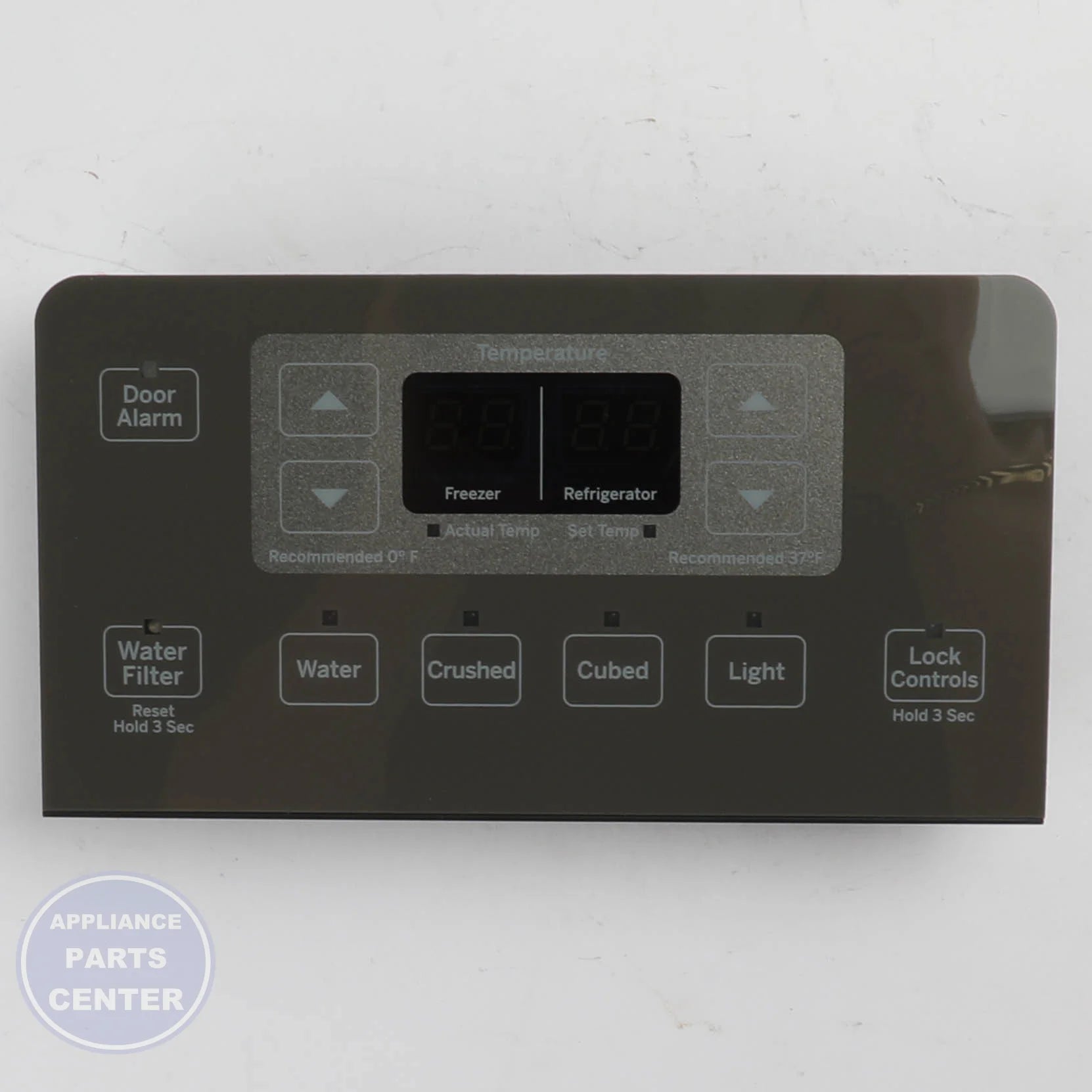 DISPENSER INTERFACE & BOARD DORIAN GRAY WR55X30691 - Side view with precise specifications