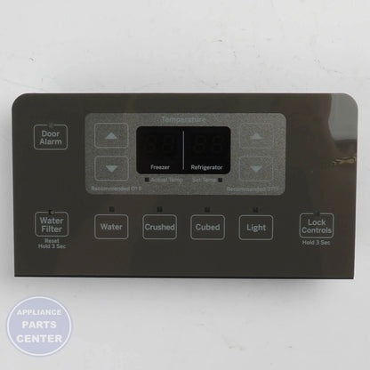 DISPENSER INTERFACE & BOARD DORIAN GRAY WR55X30691 - Side view with precise specifications