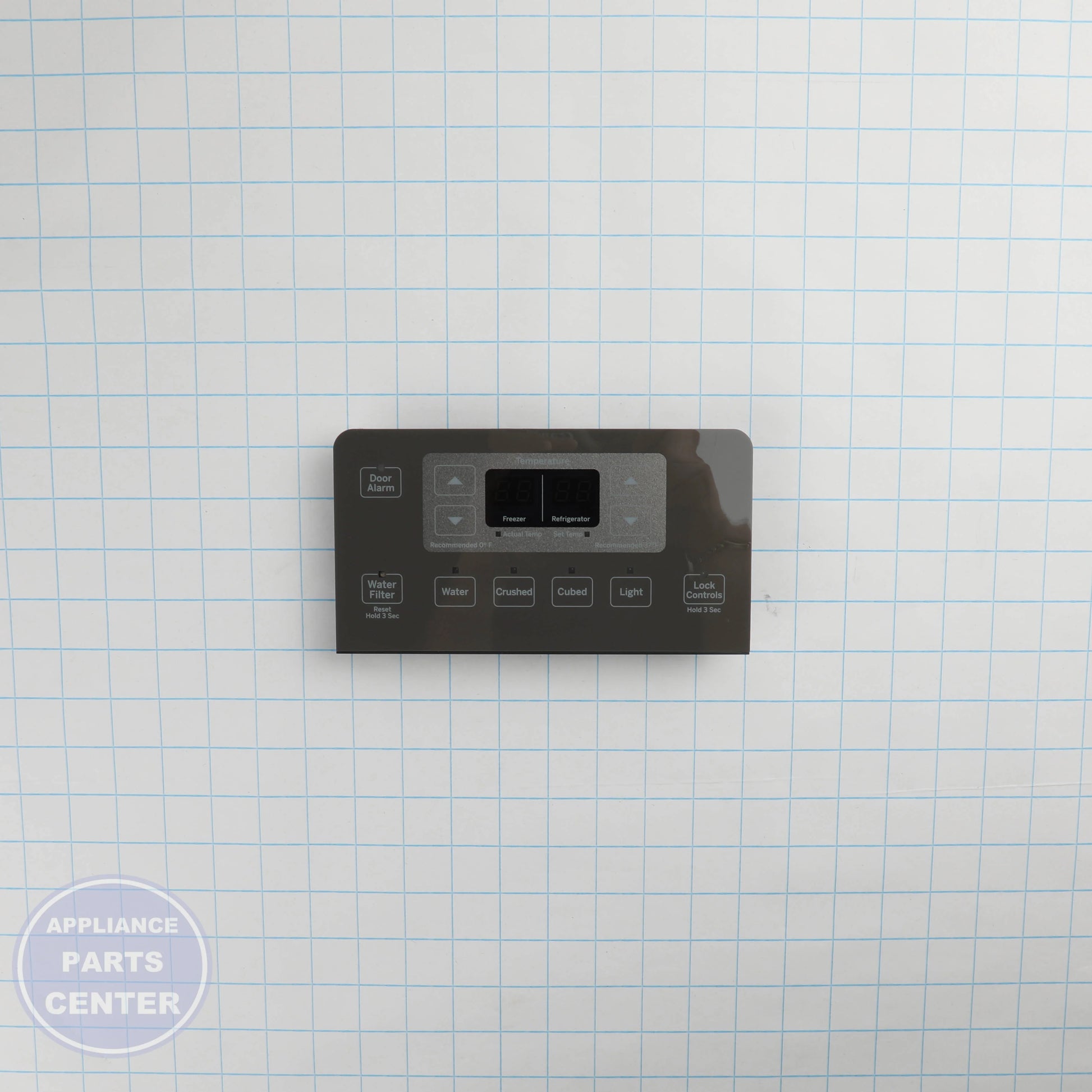 GEH DISPENSER INTERFACE & BOARD DORIAN GRAY WR55X30691 - Installation in GEH model showing key mounting points