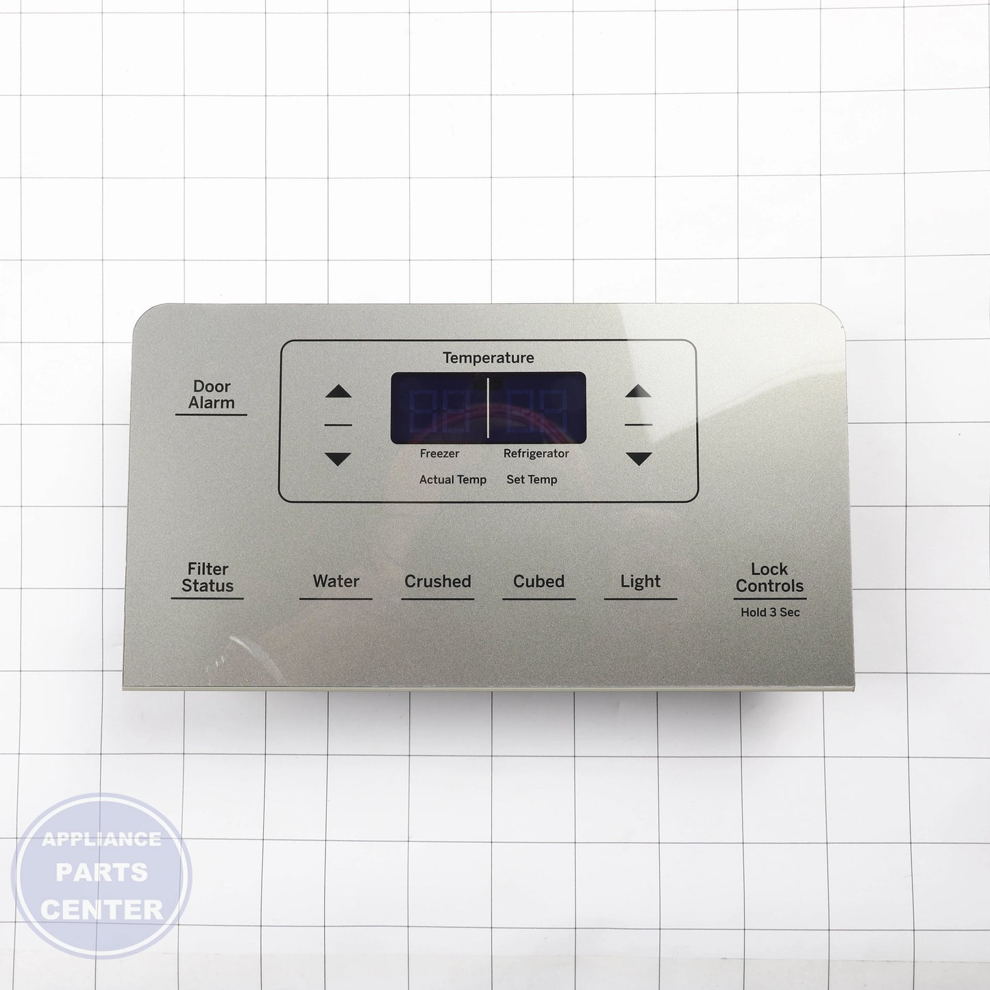GREY UI AND BOARD WR55X31006 - Side view with precise electrical specs