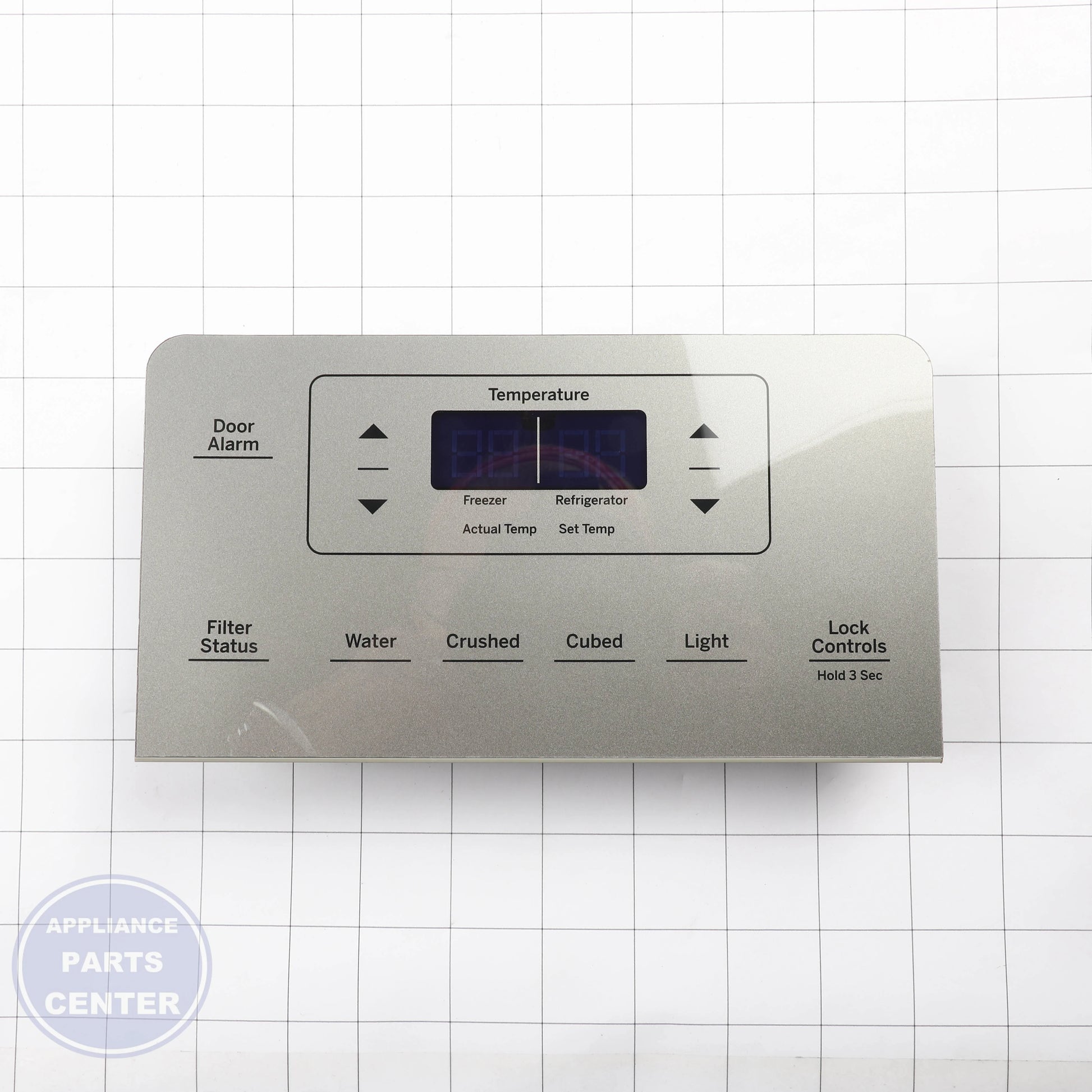 GREY UI AND BOARD WR55X31006 - Side view with precise electrical specs