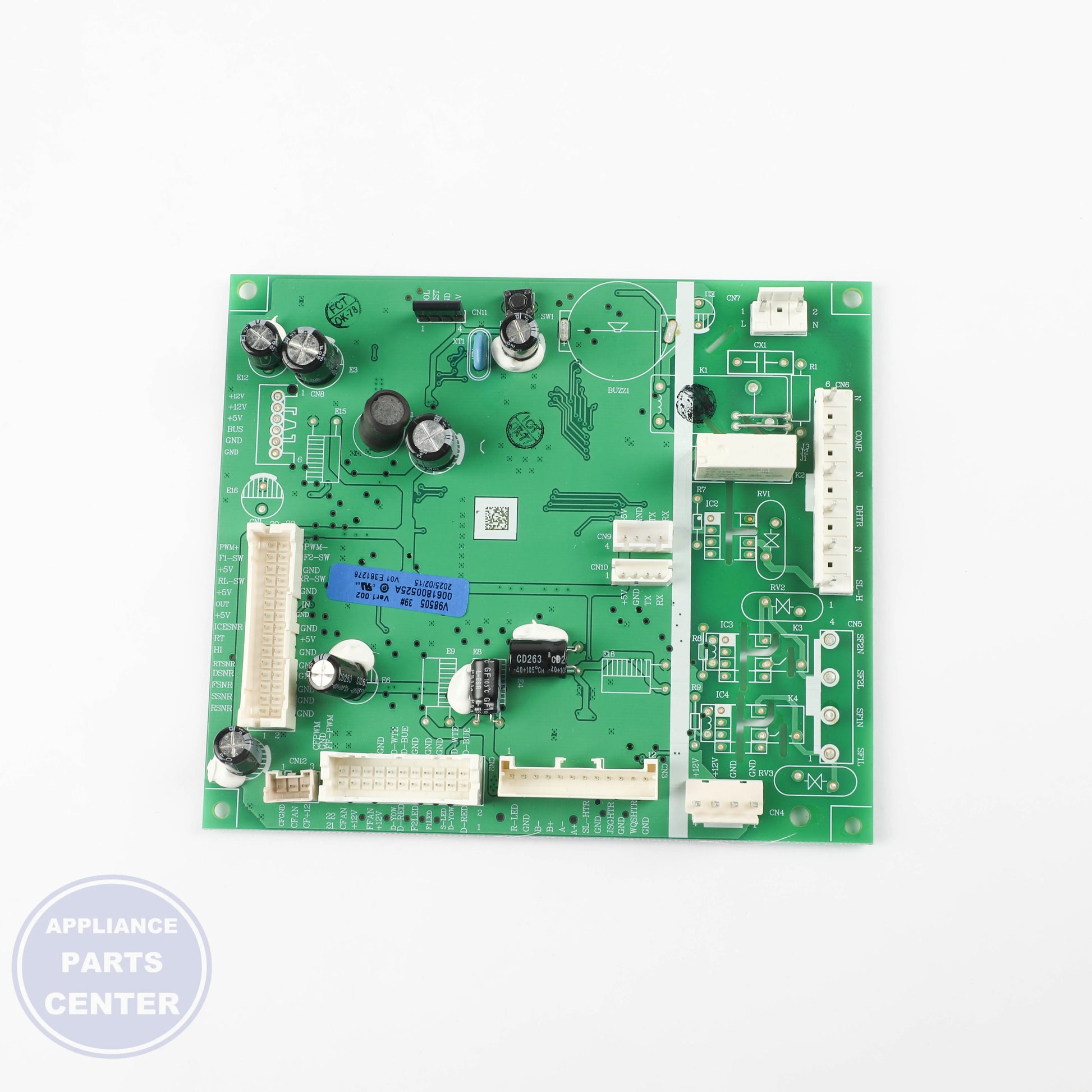 MAIN BOARD WR55X33809 - Side view with exact measurements and specs