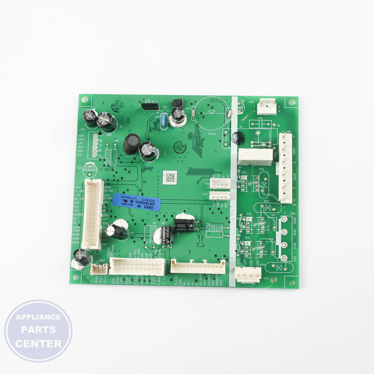 MAIN BOARD WR55X33809 - Side view with exact measurements and specs