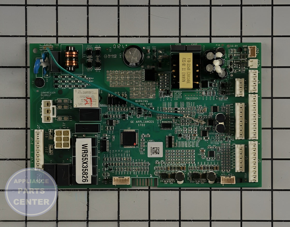 GE REFRIGERATOR MAIN BOARD SXS STAINLESS STEEL - Main view showing circuit board for WR55X27057