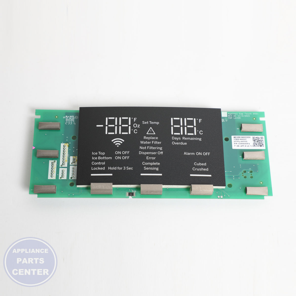 PCBA AGATHOS 2021 AF WR55X45226 - Side view with specific measurements and specs