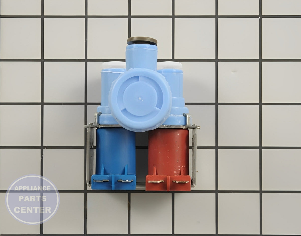 [GE] Water Inlet Valve WR57X10024 - Installation in GE Profile Refrigerator showing mounting points