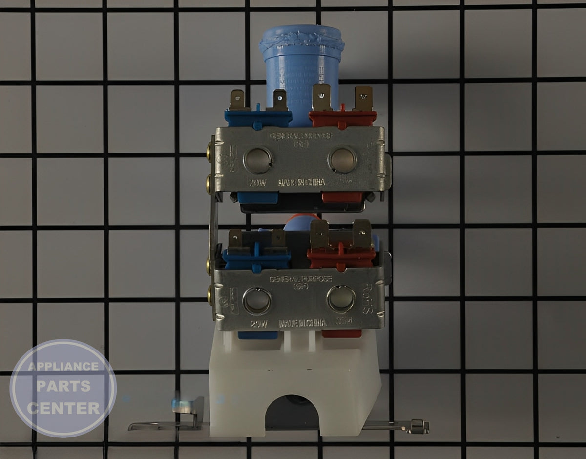 GE REFRIGERATOR VALVE AND BRACKET ASSEMBLY WR57X10084 - Side view with optimal water level specifications