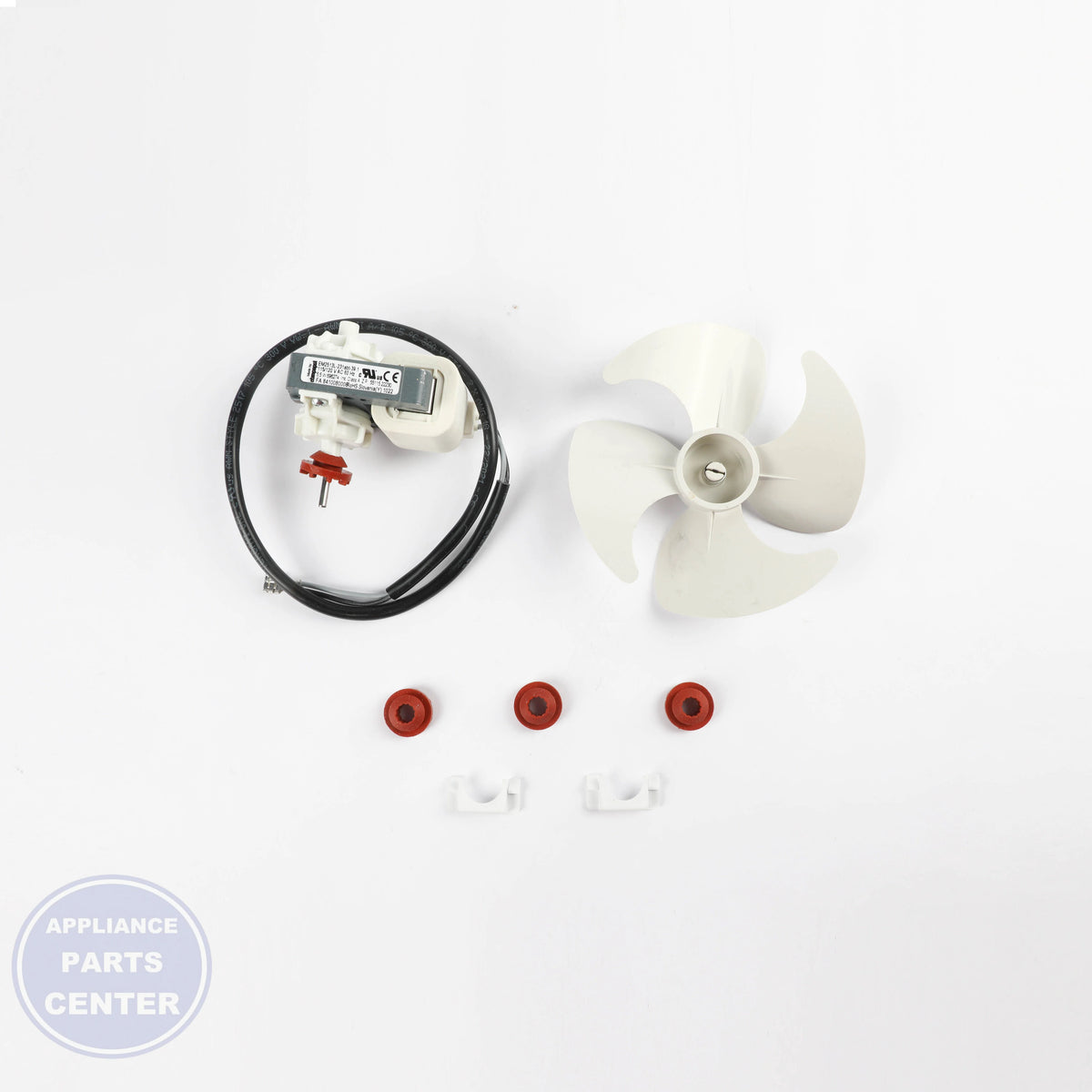 CONDENSER FAN MOTOR WR60X10163 - Side view with specific measurements