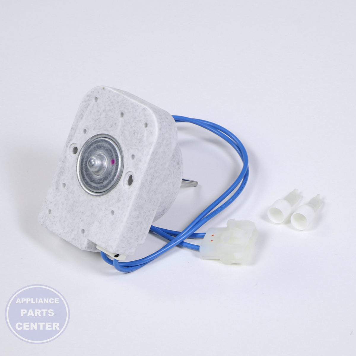 EVAP FAN MOTOR KIT WR60X10300 - Side view with precise measurements and specs