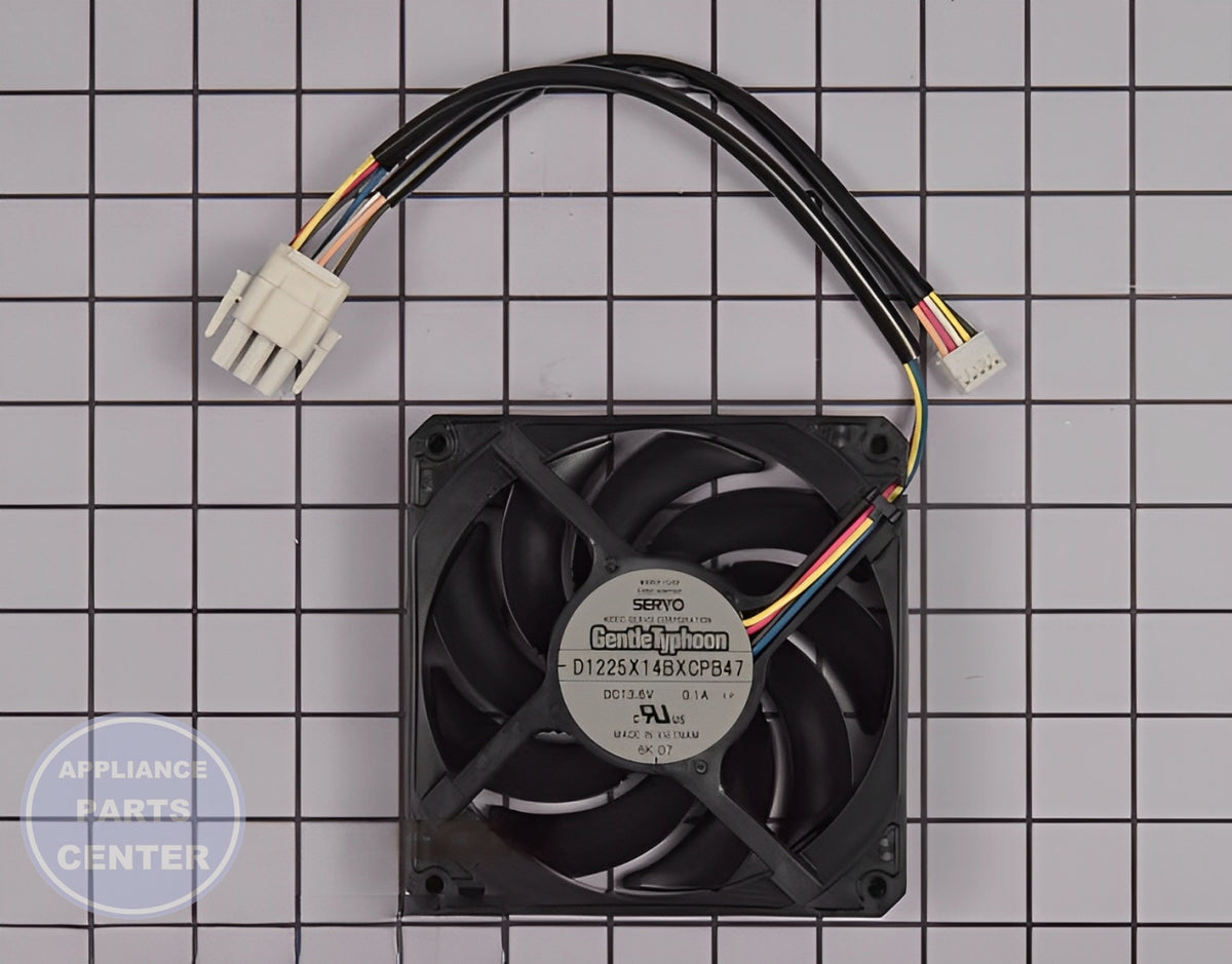 GE REFRIGERATOR CONDENSER FAN MOTOR ASSEMBLY WR60X10358 - Main view showing efficient cooling for GEN models