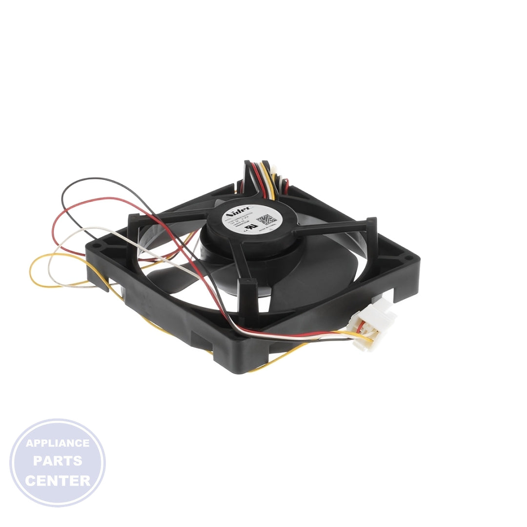 GE REFRIGERATOR FREEZER EVAPORATOR FAN ASSEMBLY WR60X32088 - Main view showing efficient cooling for GE models
