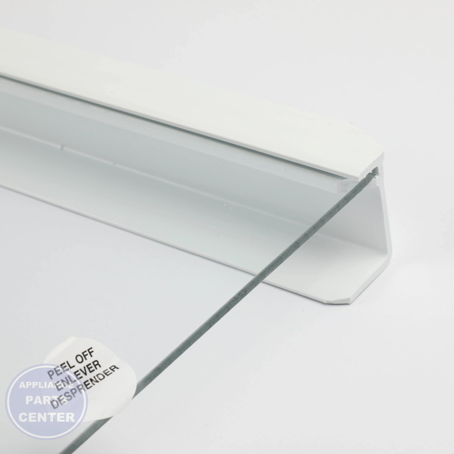 GEH FRESH FOOD GLASS SHELF 22 - Installation in GEH model showing easy mounting points