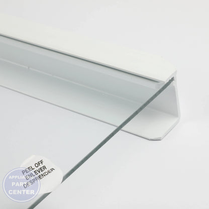 GEH FRESH FOOD GLASS SHELF 22 - Installation in GEH model showing easy mounting points