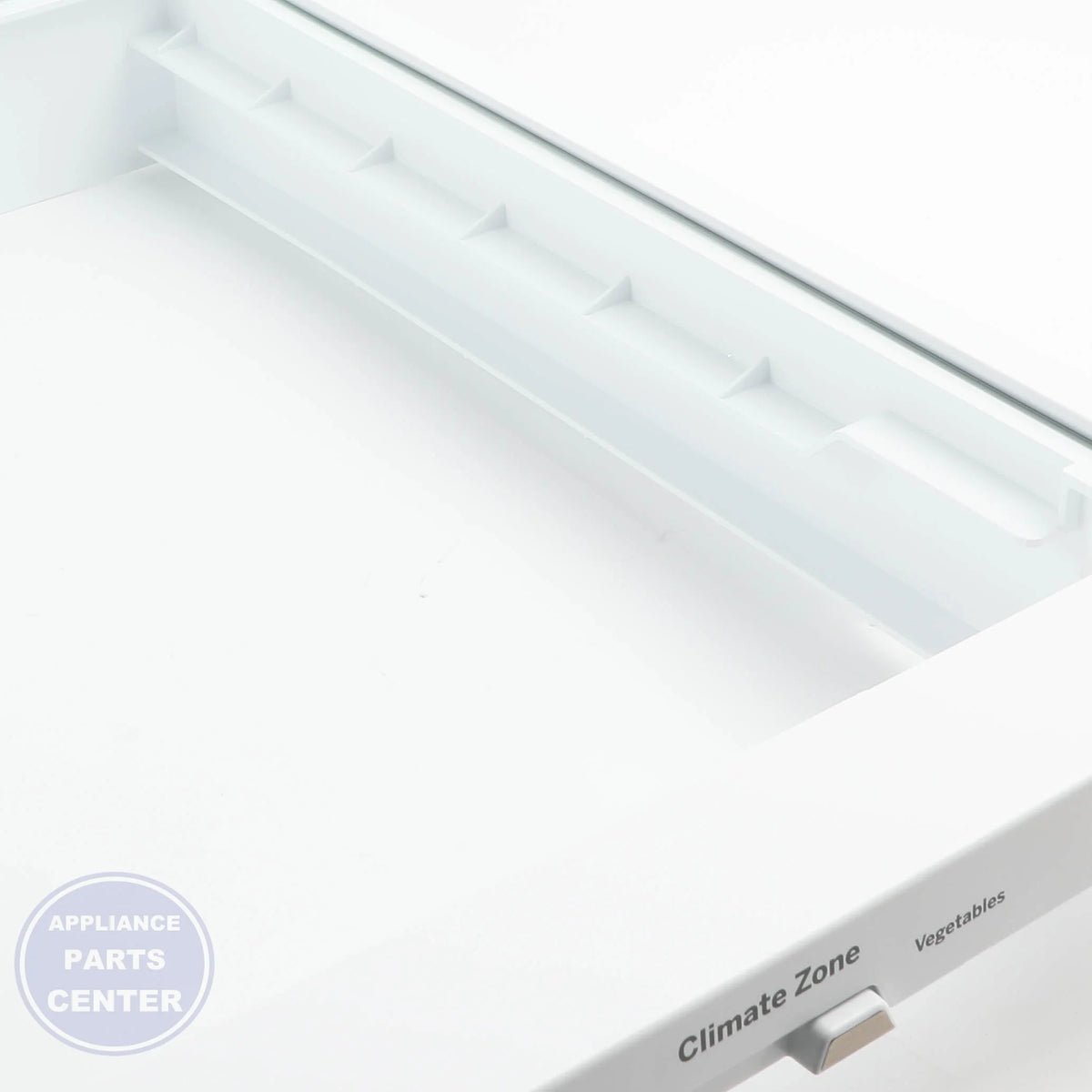 VEGETABLE DRAWER COVER WITH GLASS WR71X42025 - Detailed view of high-quality glass construction
