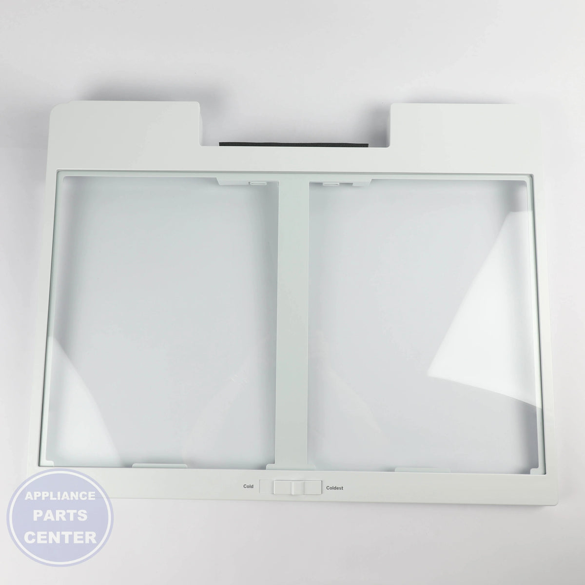 FULL-WIDTH DRAWER COVER WITH GLASS WR71X42026 - Side view with 15 lbs support capacity
