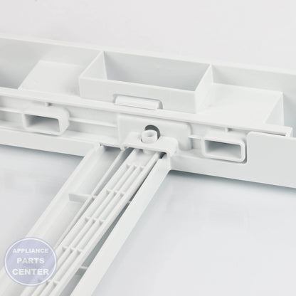 GEH FULL-WIDTH DRAWER COVER WITH GLASS WR71X42026 - Installation in GEH model showcasing key mounting points