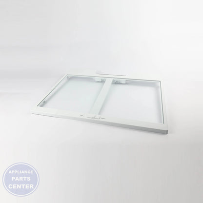 GEH FULL-WIDTH DRAWER COVER WITH GLASS WR71X42026 - Installation in GEH model showcasing key mounting points