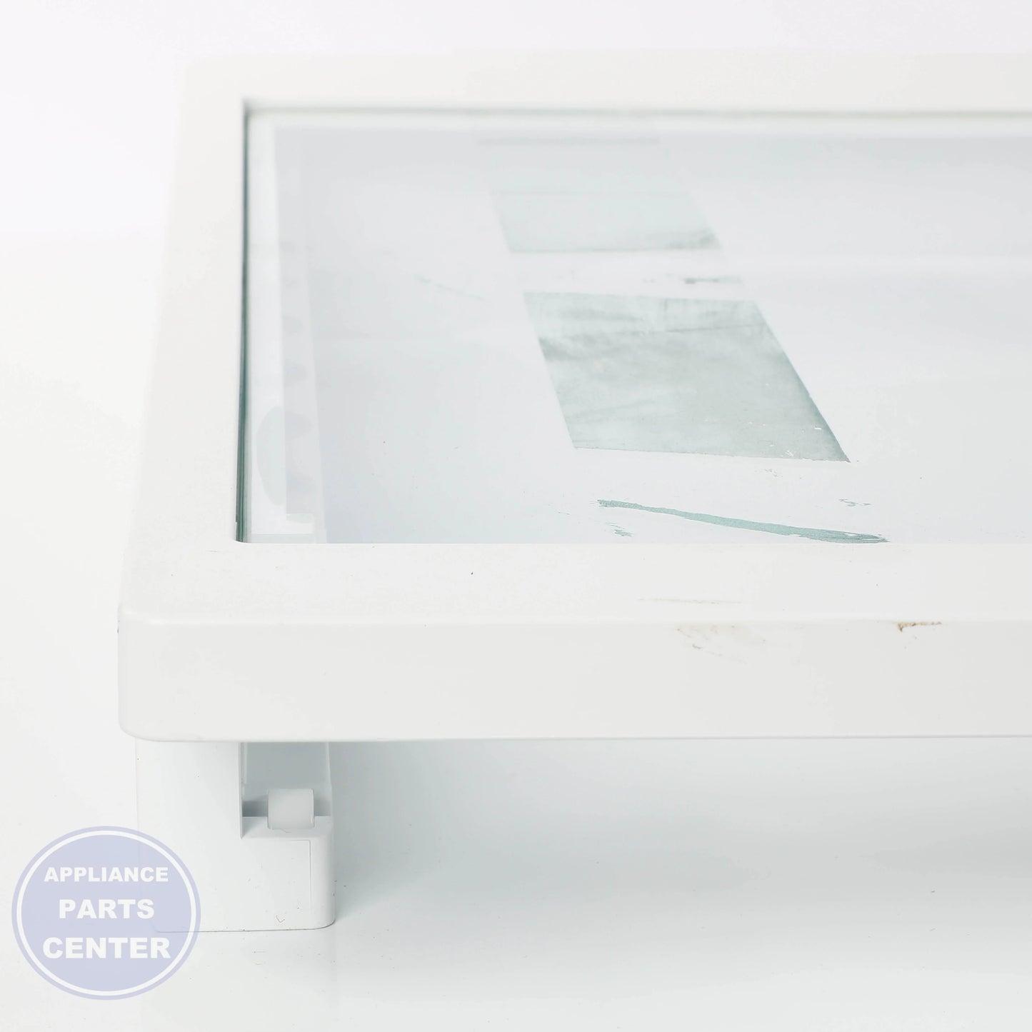 FULL-WIDTH DRAWER COVER WITH GLASS WR71X42032 - Side view with precise measurements