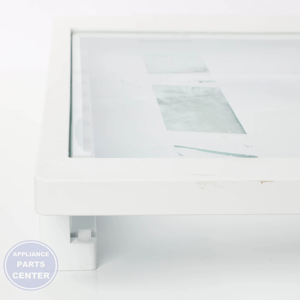 FULL-WIDTH DRAWER COVER WITH GLASS WR71X42032 - Side view with precise measurements