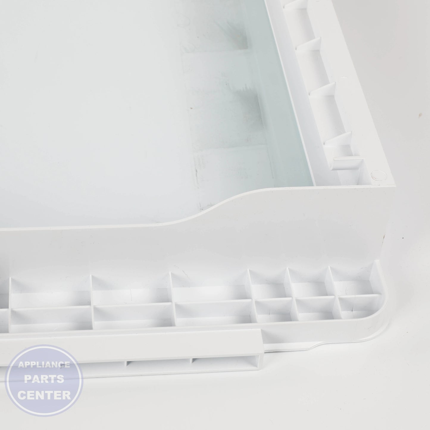 GEH FULL-WIDTH DRAWER COVER WITH GLASS WR71X42032 - Installation in GEH model showcasing easy mounting points