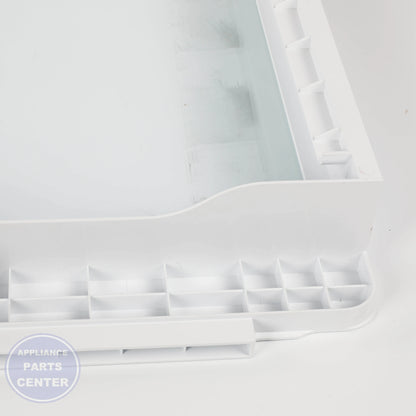 GEH FULL-WIDTH DRAWER COVER WITH GLASS WR71X42032 - Installation in GEH model showcasing easy mounting points