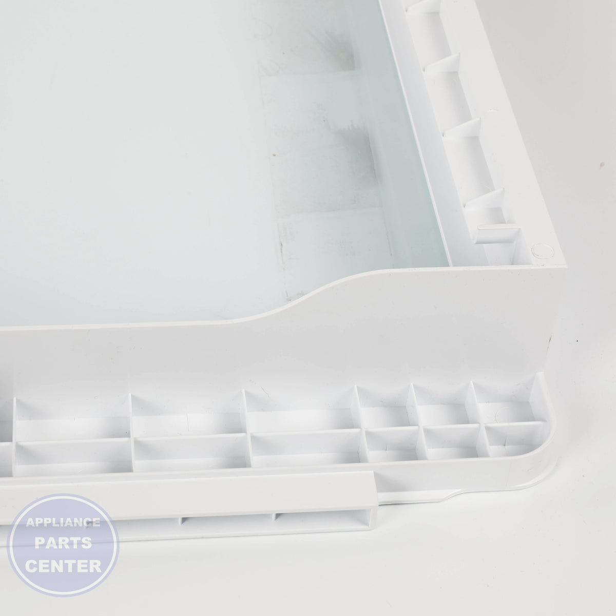 GEH FULL-WIDTH DRAWER COVER WITH GLASS WR71X42032 - Installation in GEH model showcasing easy mounting points