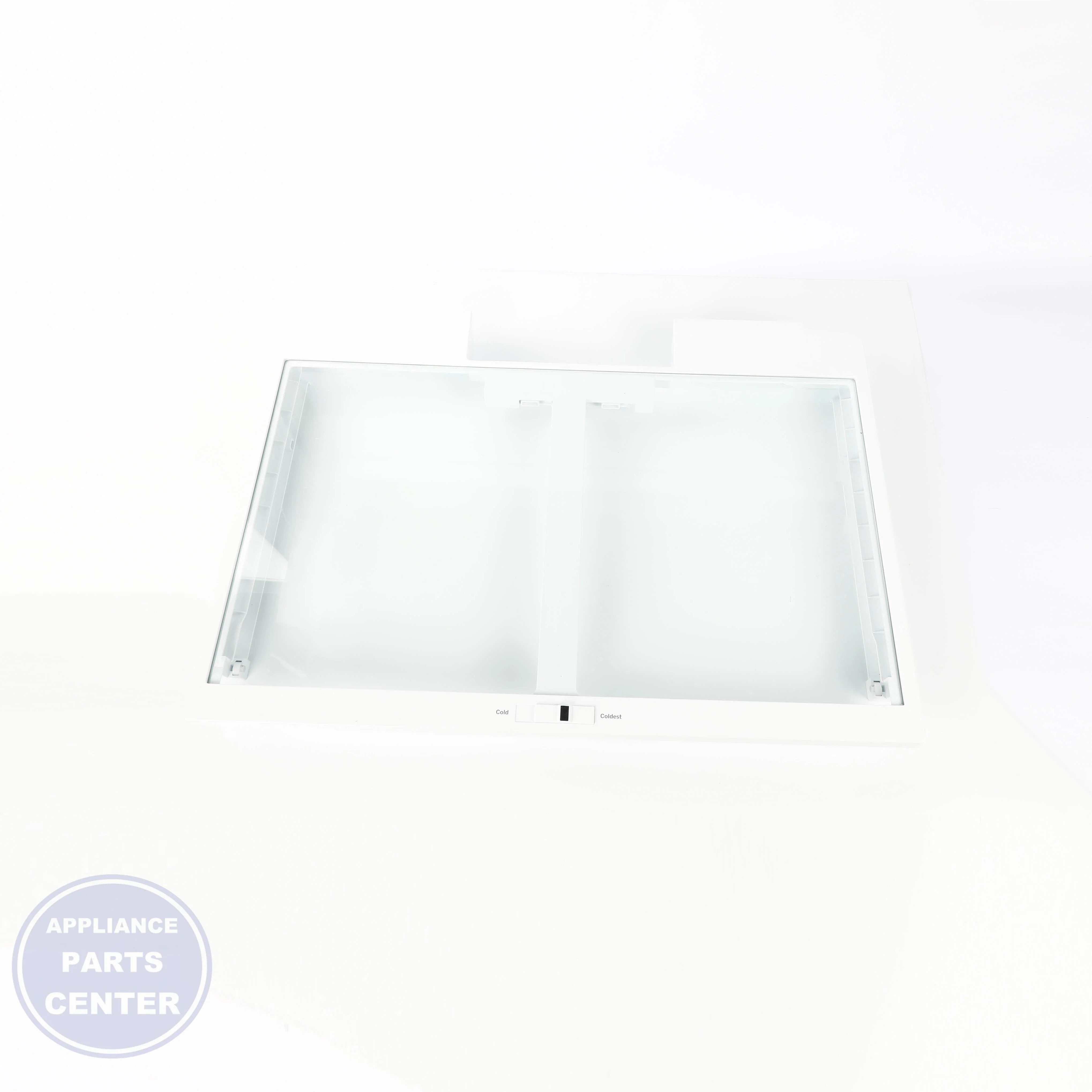 GEH FULL-WIDTH DRAWER COVER WITH GLASS WR71X42032 - Installation in GEH model showcasing easy mounting points