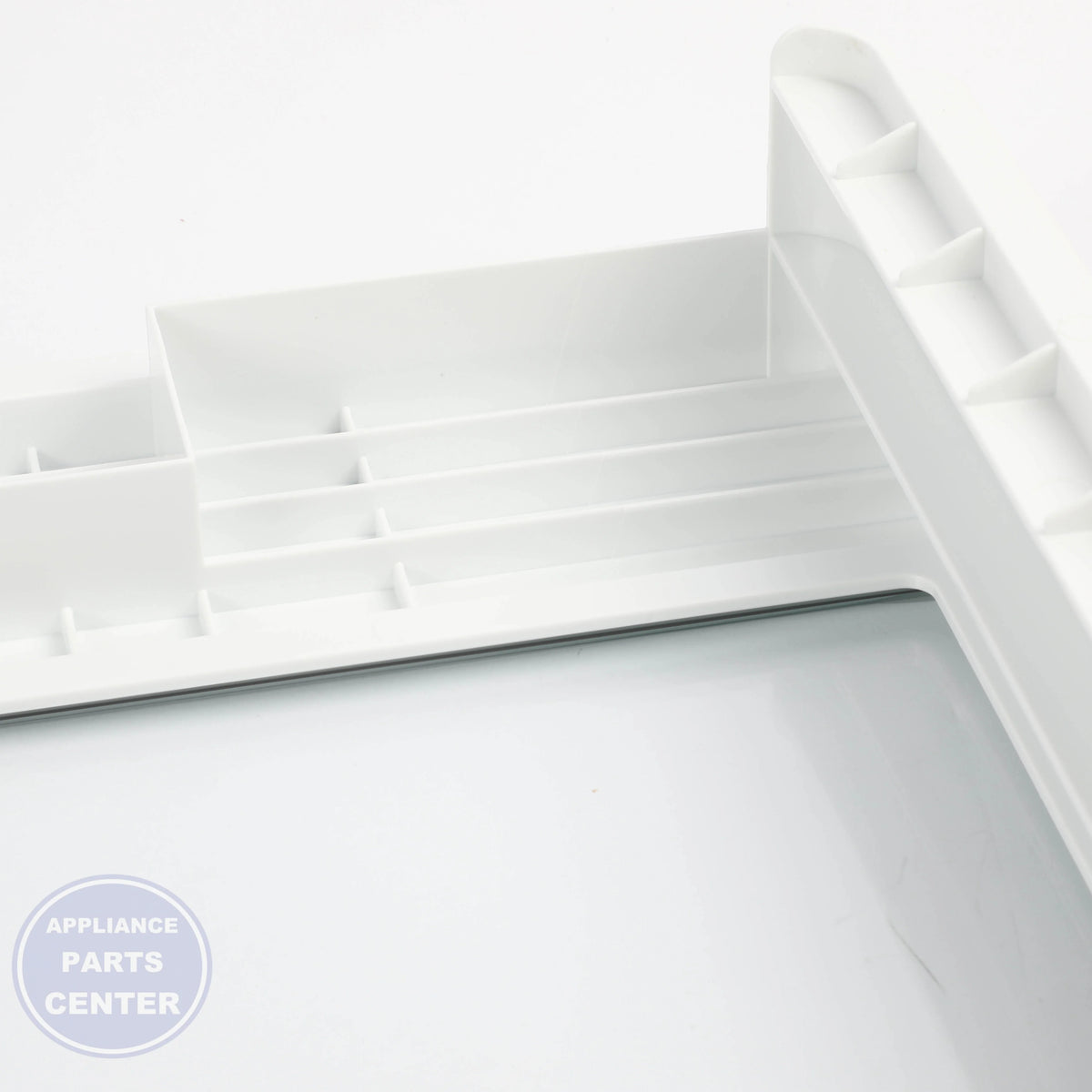 GEH FULL-WIDTH DRAWER COVER WITH GLASS WR71X42037 - Installation in specific GEH model showcasing key mounting points