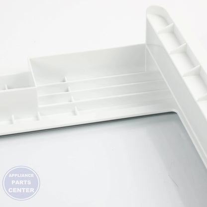 GEH FULL-WIDTH DRAWER COVER WITH GLASS WR71X42037 - Installation in specific GEH model showcasing key mounting points