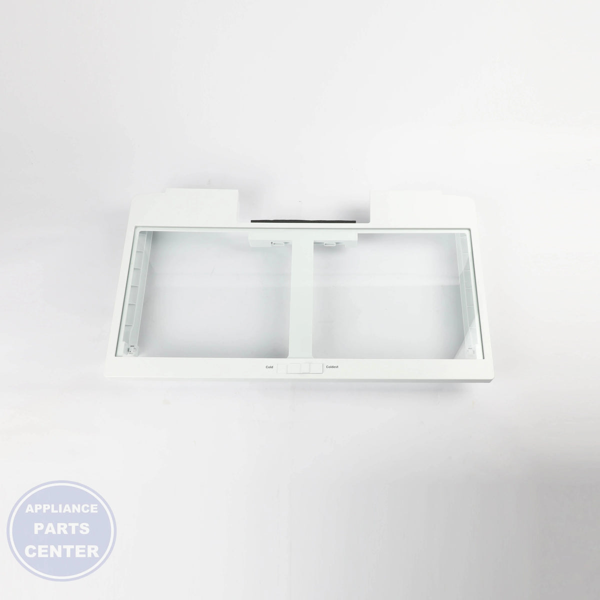 GEH FULL-WIDTH DRAWER COVER WITH GLASS WR71X42037 - Installation in specific GEH model showcasing key mounting points