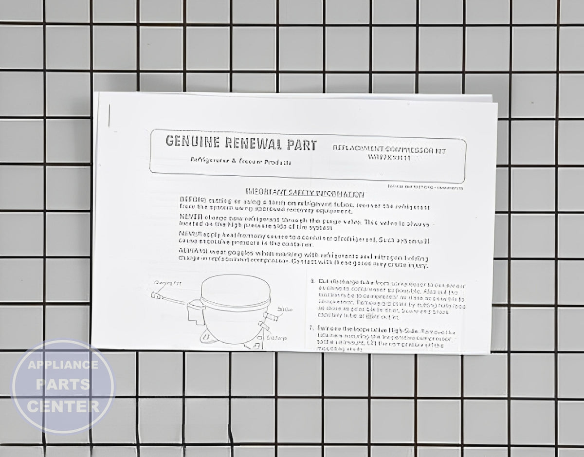 GE REFRIGERATOR COMPRESSOR VCC3 REPLACEMENT KIT WR87X10111 - Detailed view of high-quality engineering