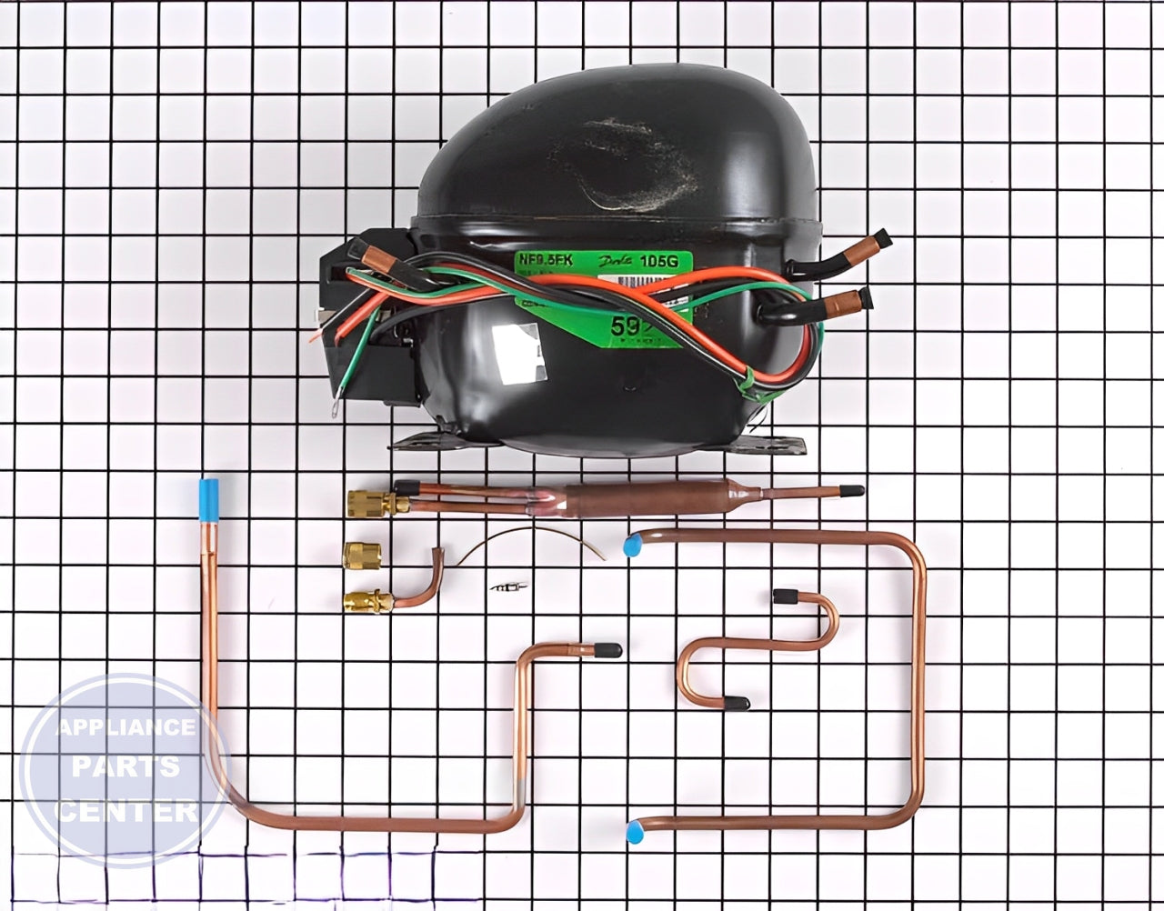 GE REFRIGERATOR COMPRESSOR KIT EGYS90 WR87X10226 - Main view showing sealed system for GEN Freezer and Refrigerator