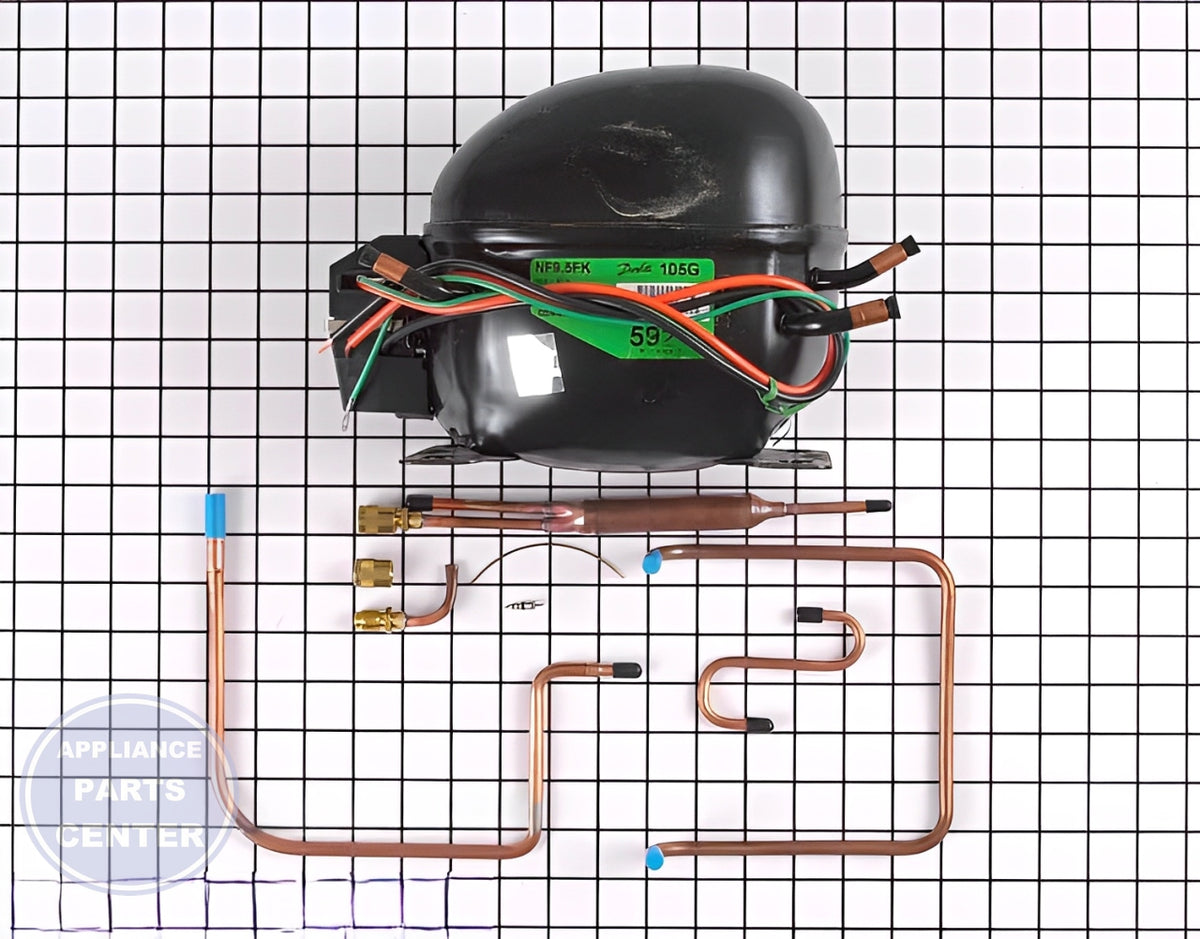 GE REFRIGERATOR COMPRESSOR KIT EGYS90 WR87X10226 - Main view showing sealed system for GEN Freezer and Refrigerator