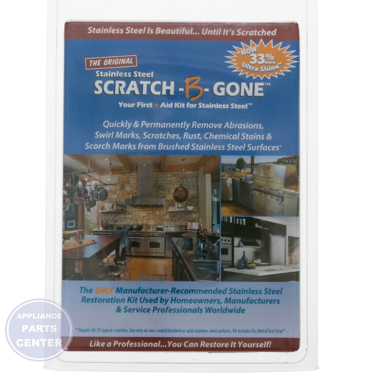 SCRATCH-B-GONE CONS KIT WX05X10210 - Side view with 8-inch scratch removal specifications