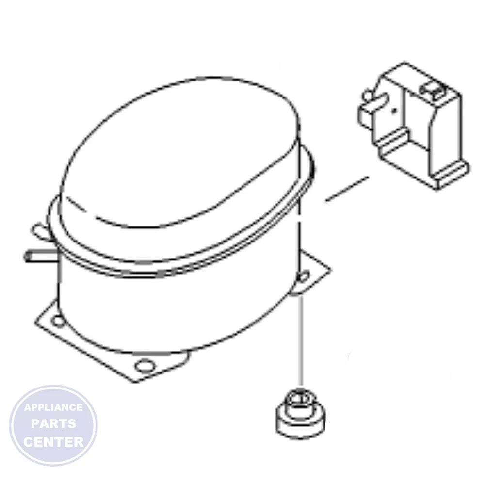 BOSCH REFRIGERATOR COMPRESSOR 00665471 - Main view showing sealed system for BOS models