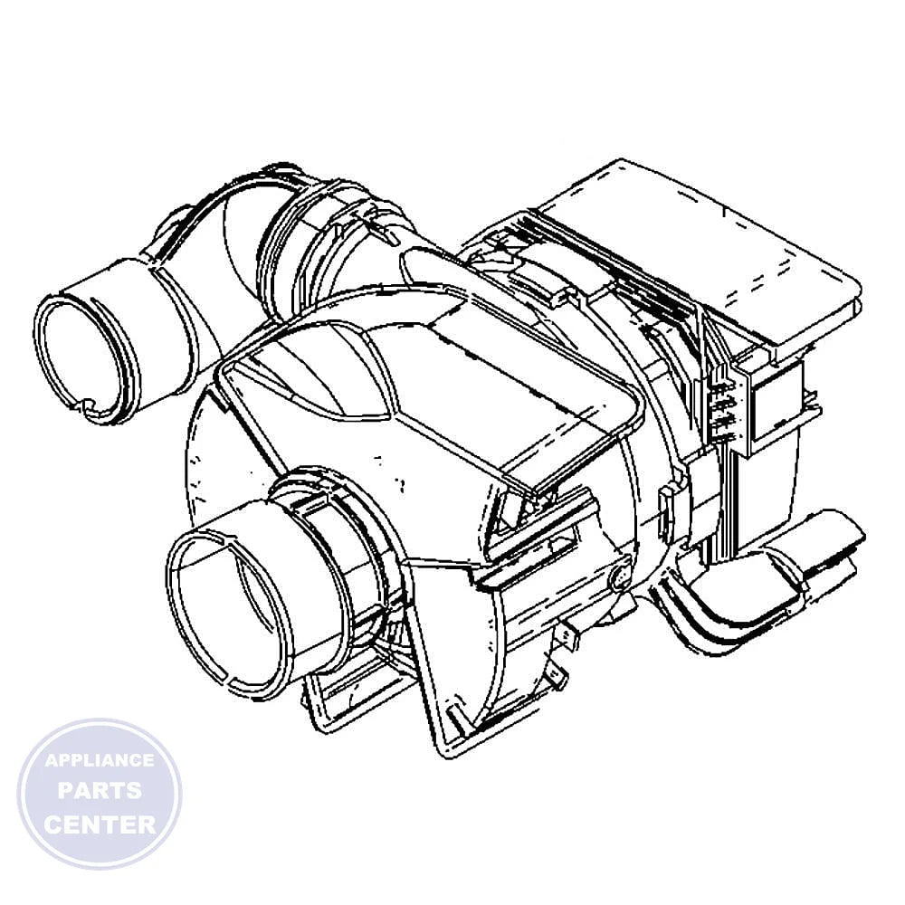 FRIGIDAIRE DISHWASHER PUMP ASSEMBLY A00223923 - Main view showing water circulation for Frigidaire and Kenmore models
