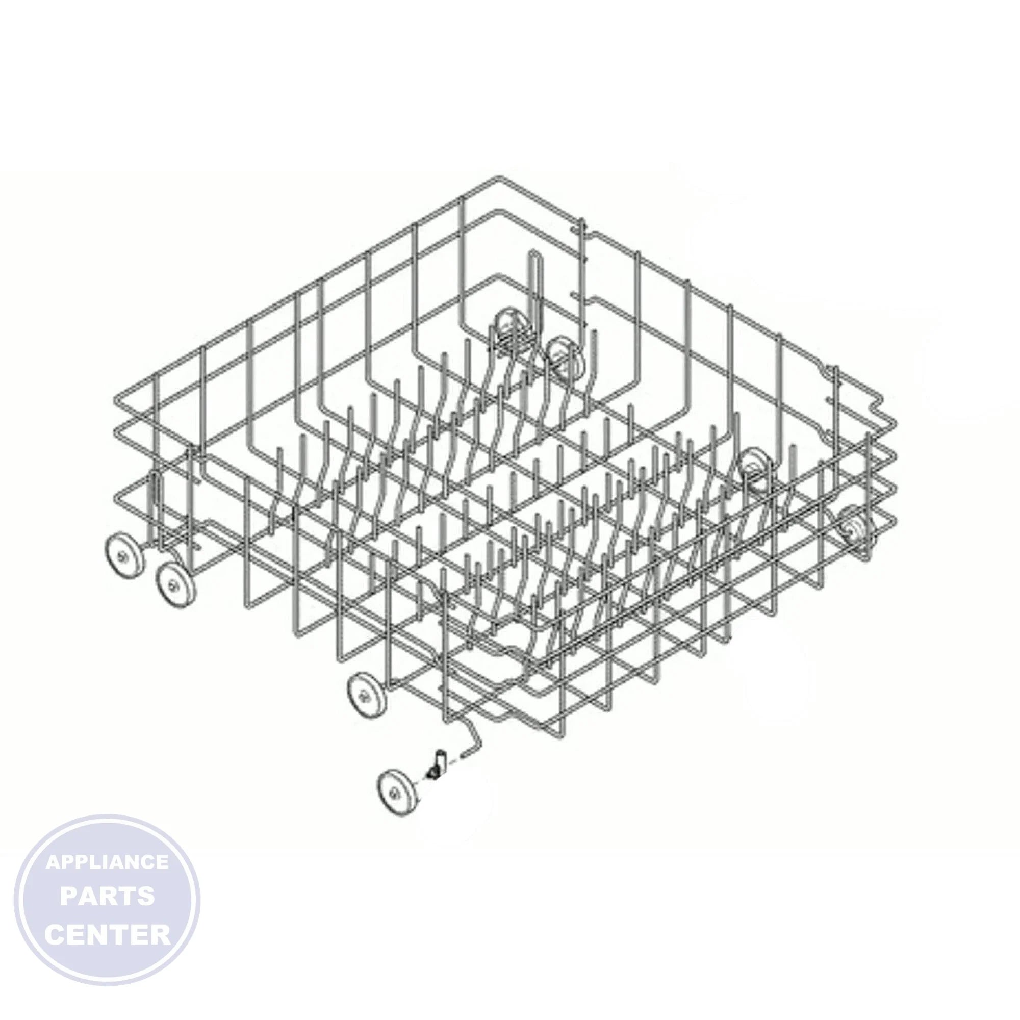 FRIGIDAIRE DISHWASHER RACK WITH WHEELS 5304533200 - Main view showing smooth-rolling wheels for specific models