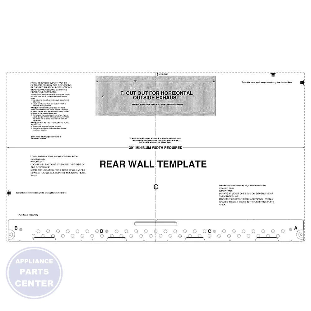 FRIGIDAIRE TEMPLATE 316902912 - Main view showing precise fit for specific models