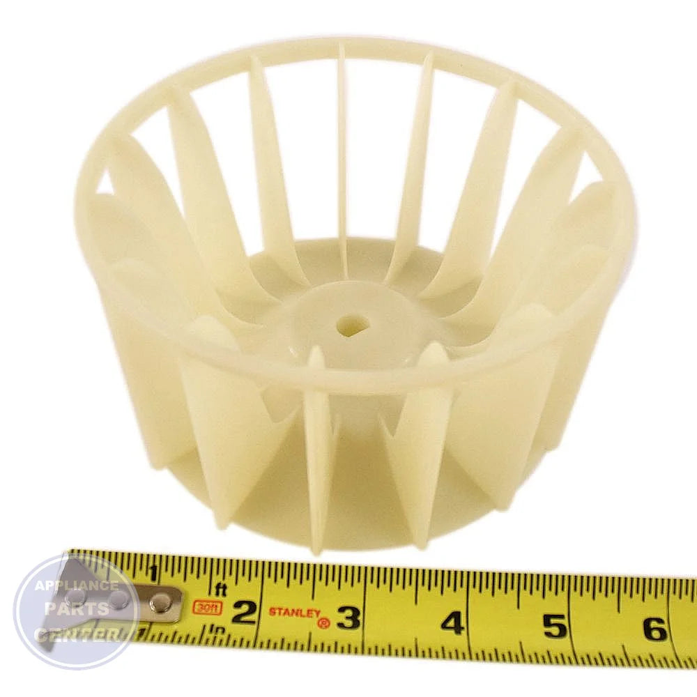 FRIGIDAIRE WHEEL BLOWER 136609300 - Side view with precise measurements