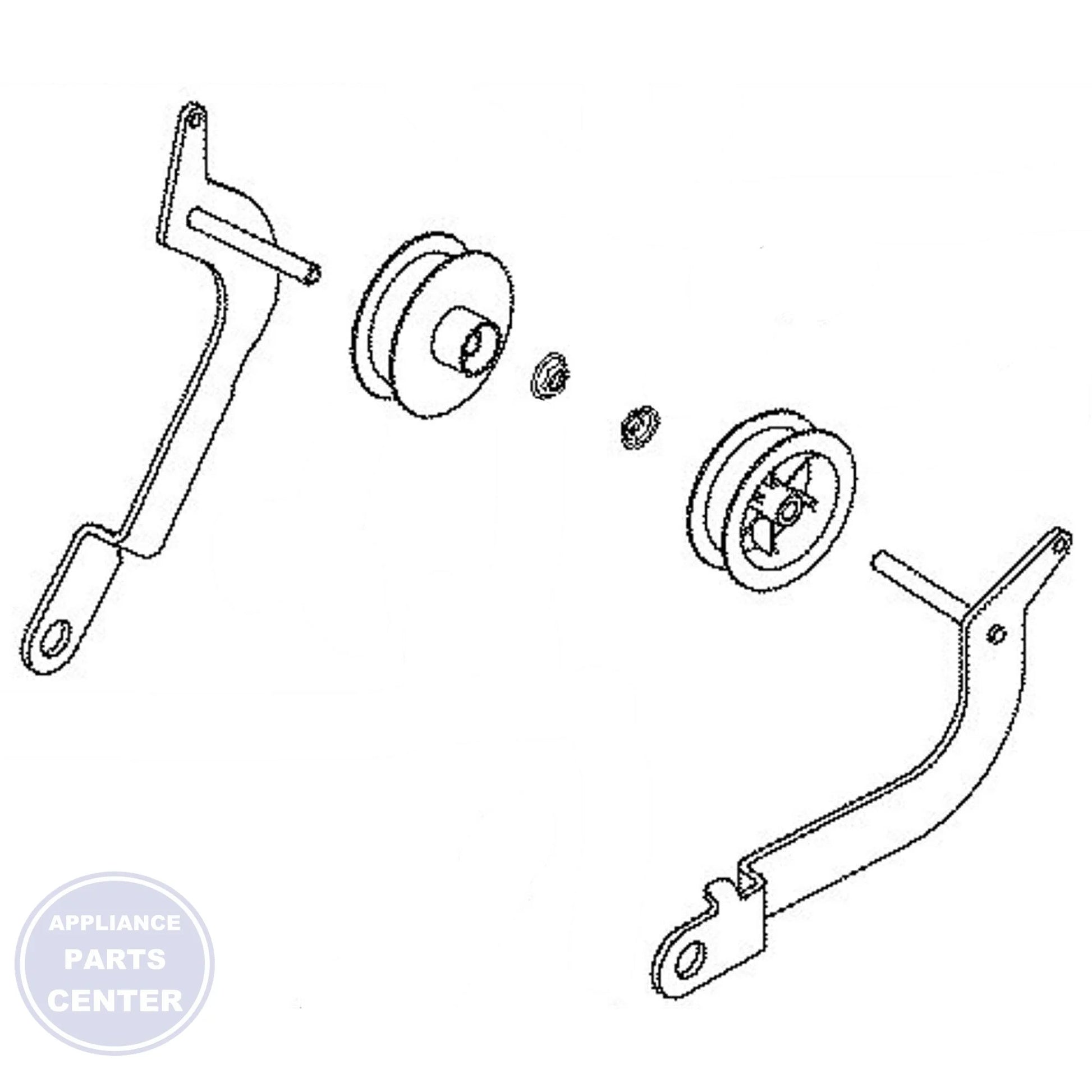 GE Dishwasher Idler Arm Left & Right Assembly WE03X38319 - Main view showing tension mechanism for GE GDT655