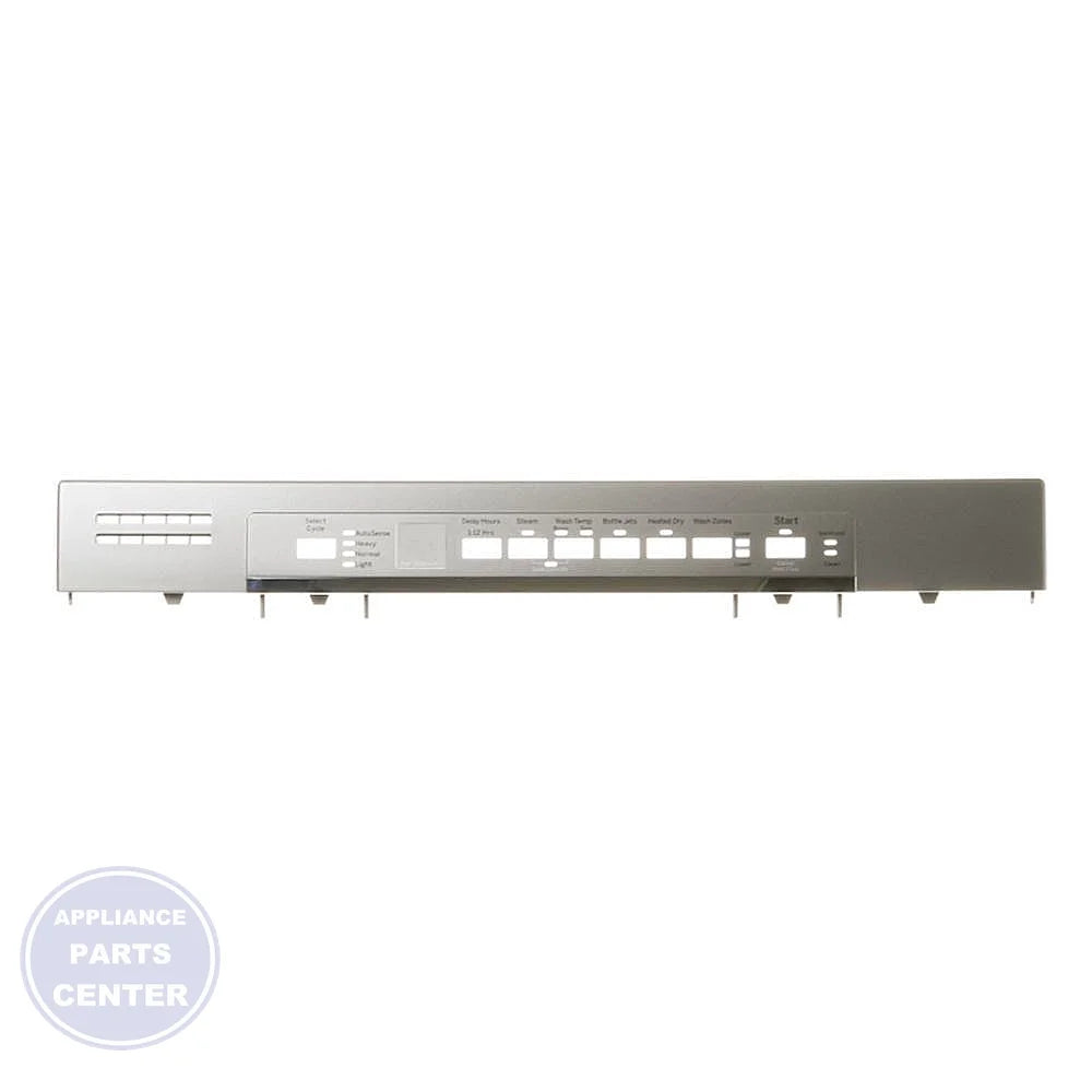 GE DISHWASHER STAINLESS STEEL CONTROL PANEL WD34X22536 - Main view showing sleek design for various GE dishwasher models