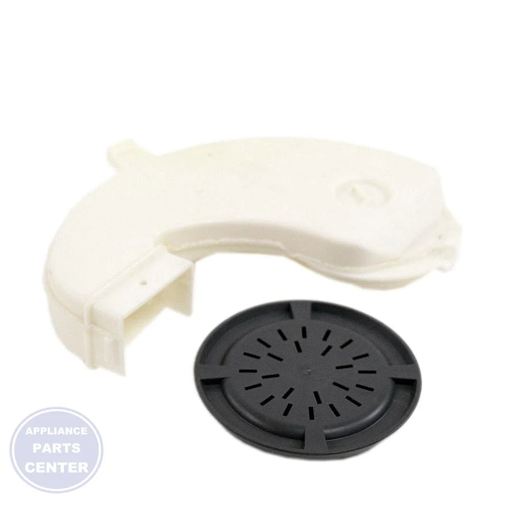 GE DISHWASHER VENT AND CONDENSER FAN MODELS WD35X20856 - Side view with precise measurements and specs