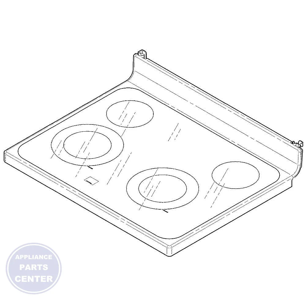 GE RANGE GLASS TOP ASSEMBLY (WHITE) WB62X26651 - Main view showing durable cooking surface for GE models