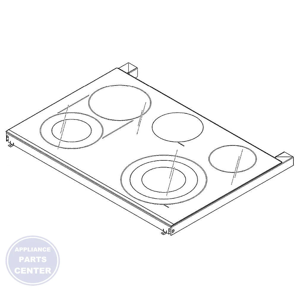 GE RANGE TOP GLASS ASSEMBLY WB62X31946 - Main view showing heavy-duty compatibility for GE models