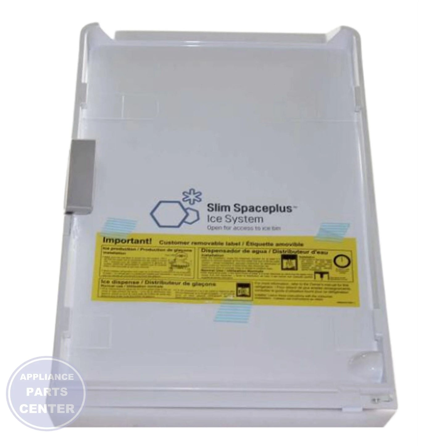 LG REFRIGERATOR ICE BUCKET COVER ASSEMBLY ACQ85995305 - Main view showing efficient ice storage for specific LG models