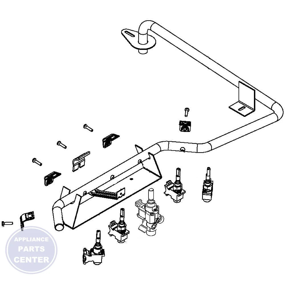 WPL MANIFOLD W10594395 - Main view showing gas flow control for WPL models