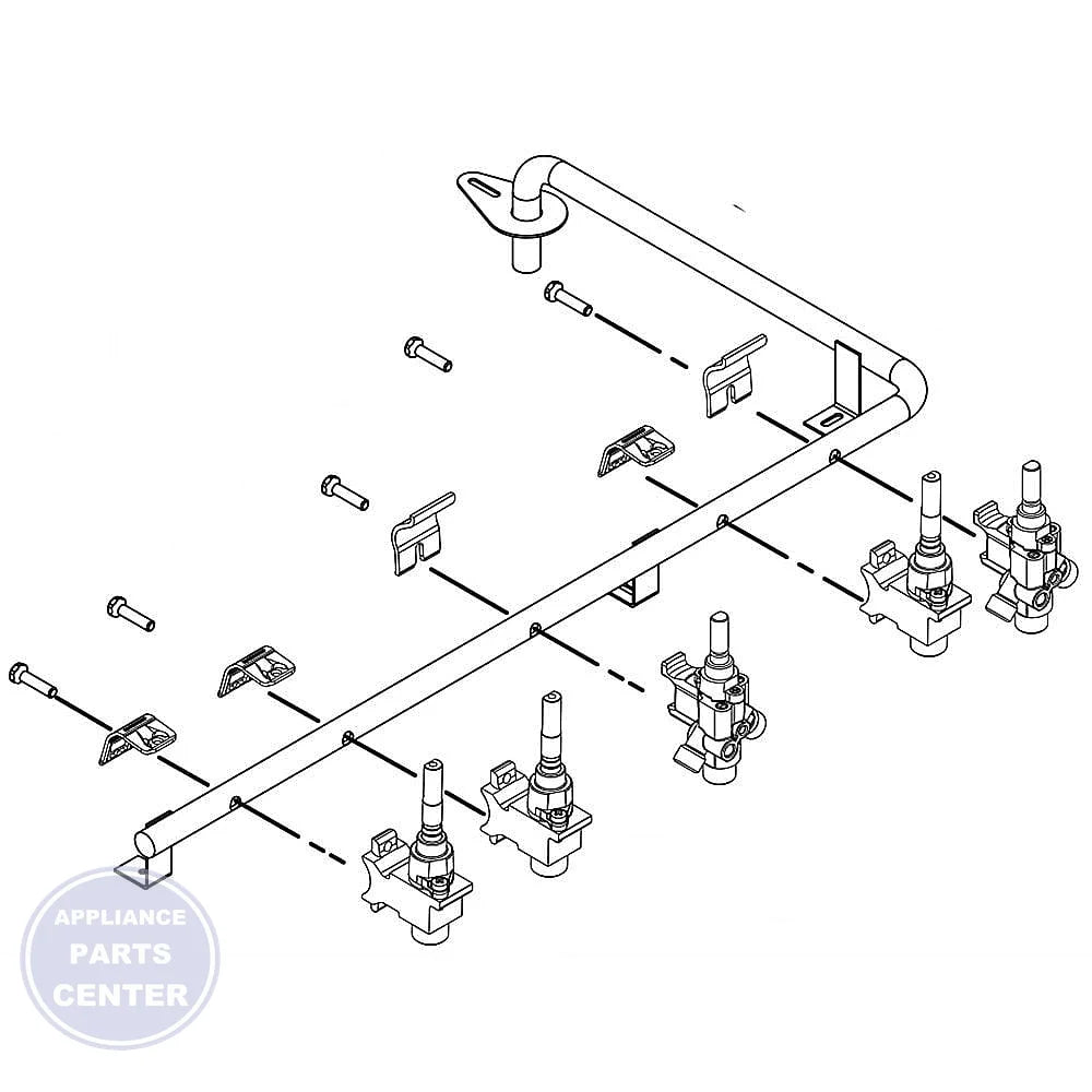 WPL MANIFOLD W10682075 - Main view showing efficient gas flow for WFG320M0BS0 and WFG525S0HS1