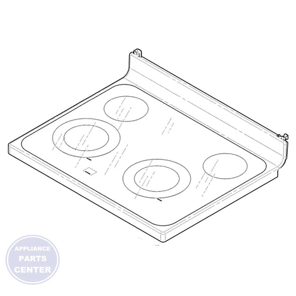 GEH RANGETOP GLASS ASM  (DG) WB62X26650 - Main view showing heat resistance for GEH models