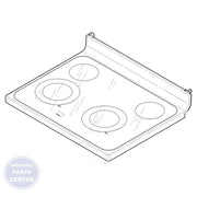 GEH RANGETOP GLASS ASM  (DG) WB62X26650 - Main view showing heat resistance for GEH models