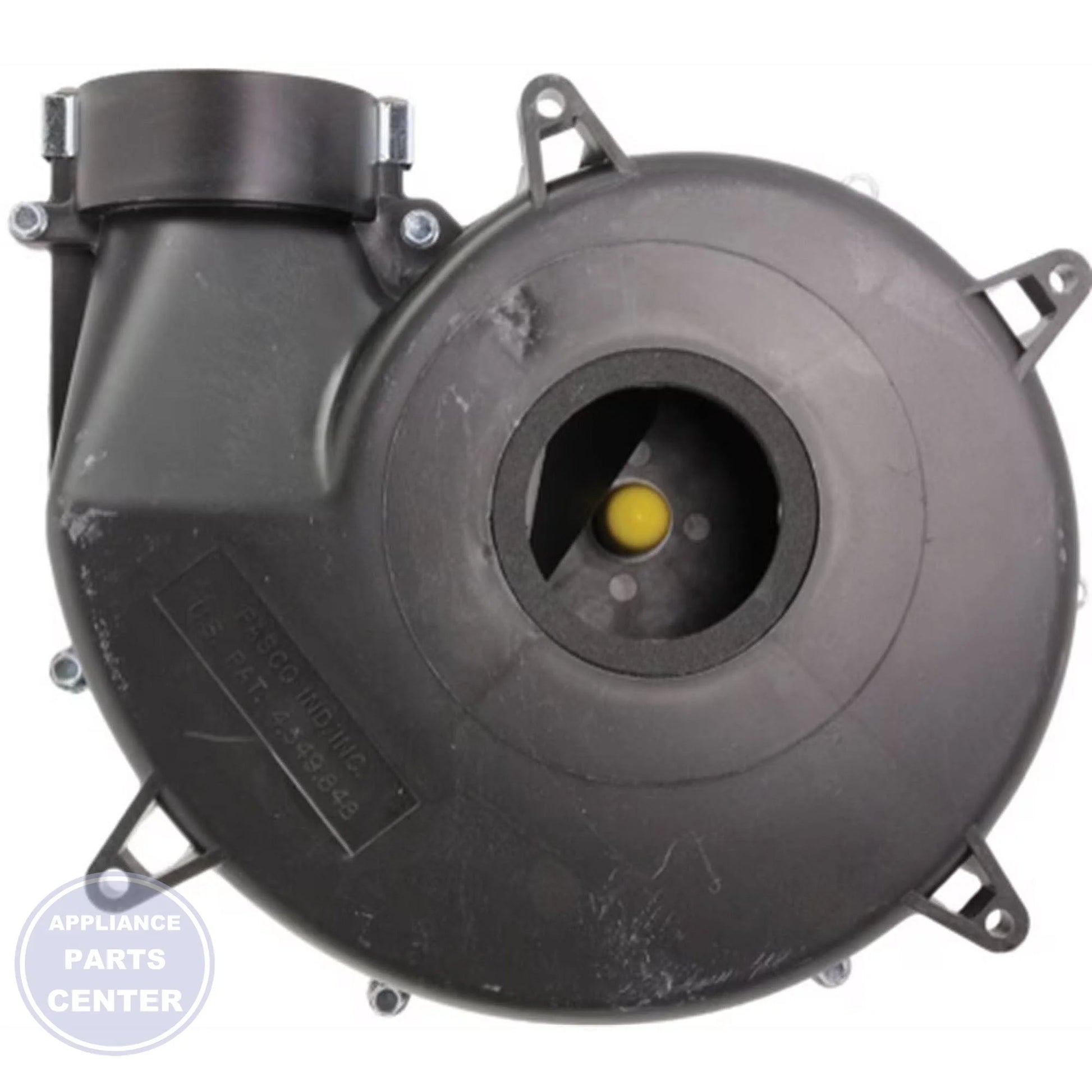 RHEEM INDUCED DRAFT BLOWER ASSEMBLY WITH GASKET 70-102814-01 - Detailed view of motor-driven blower assembly
